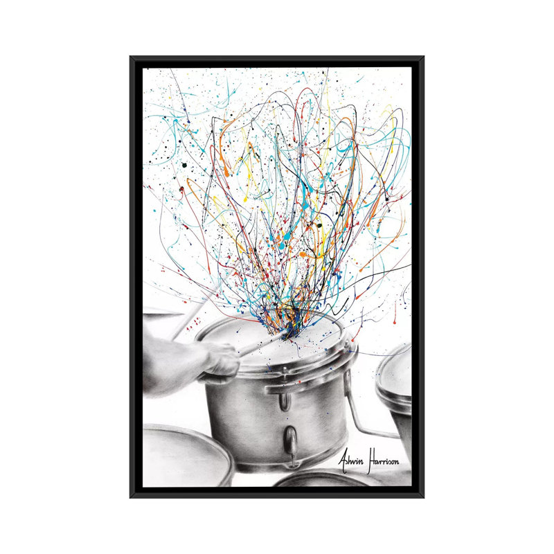 «The Drum Solo» par Ashvin Harrison - impression, Toile avec cadre noir, Aucun mat, H 48 po x l 32 po x P 1,5 po