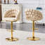 Ensemble de 2 tabourets de bar beige en velours à chaîne boule avec pieds dorés, capitonné moderne réglable pour la cuisine et la maison