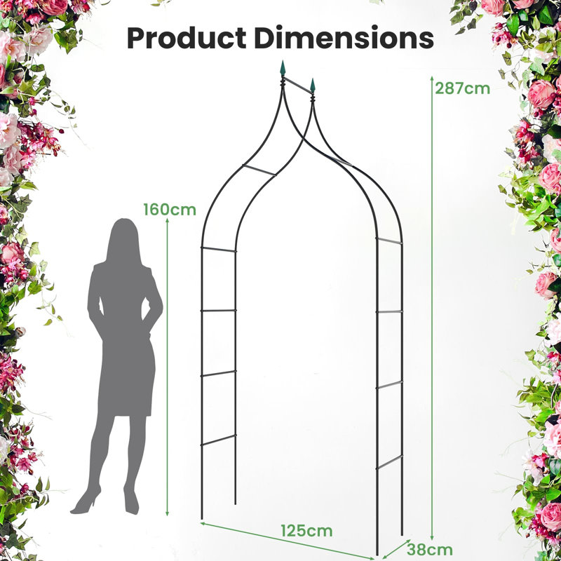 125cm W x 38cm D Metal Arbour in Black