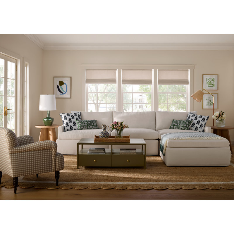 Wrenley 4-Piece Slipcovered Modular Sectional, Bella Toast Performance Velvet