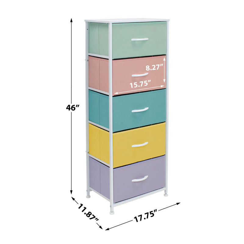 Commode avec 5 tiroirs - Meuble de rangement haut pour meubles, Pastel