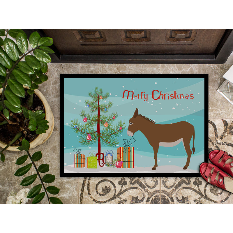 Marisol Non-Slip Christmas Outdoor Doormat, Rectangle 1'6 x 2'3"