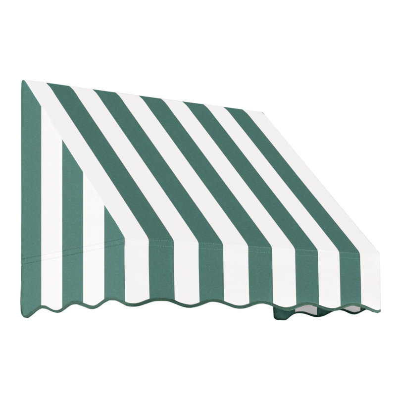 Auvent fixe en tissu acrylique San Francisco Awntech, H 24 po x l 40,5 po x P 48 po, Forêt / rayure blanche
