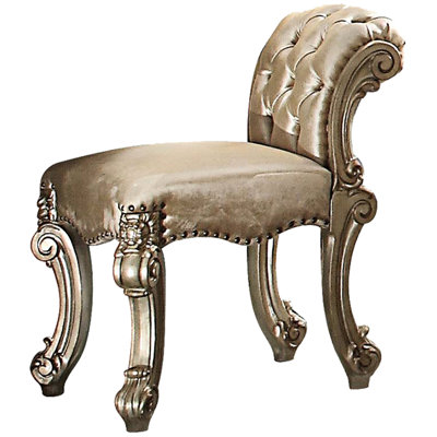 Tabouret de coiffeuse classique avec revêtement brun, forme rectangulaire, tabouret de chambre traditionnel H 28 po x P 20 po x l 25 po