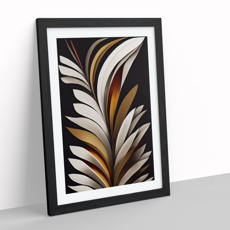 Elegant Feather - Single Picture Frame Print, Black, 64cm H x 46cm W x 2cm D