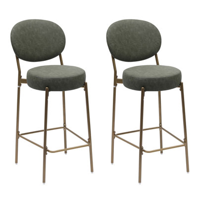 Tabouret de bar rembourré avec tabouret de comptoir rond avec dossier et repose-pieds (ensembles de 2 pièces)