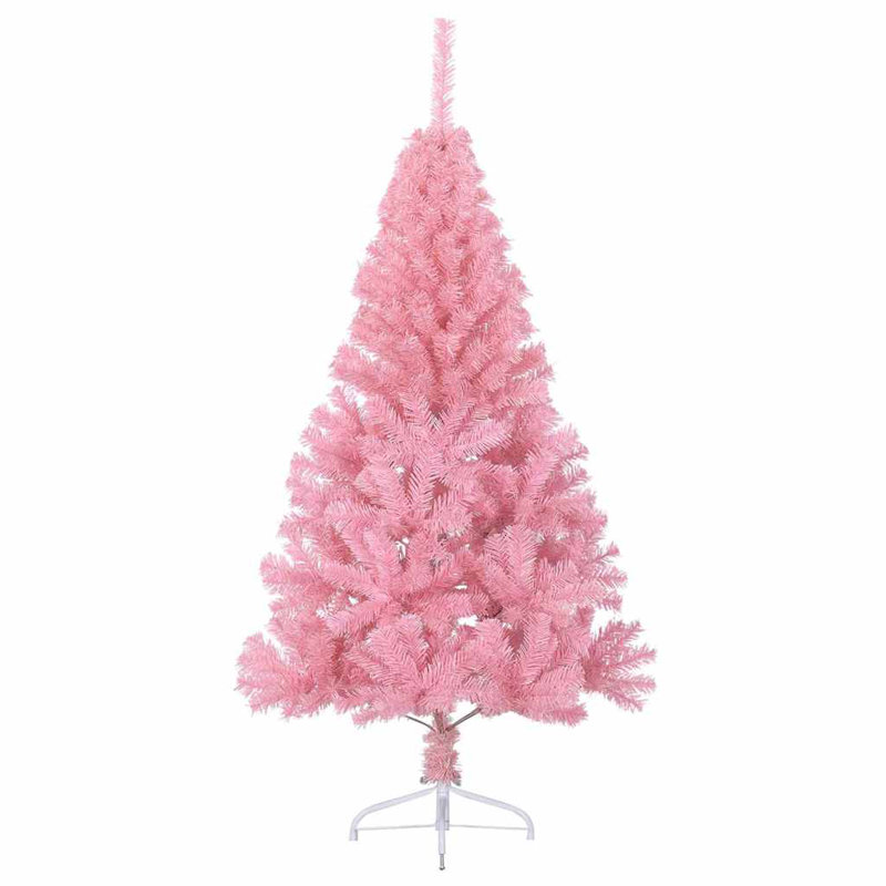 Artificial Pre-lit Christmas Tree with 150 LEDs Pink PVC, 150cm H