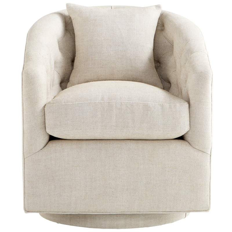 Ocassionelle Upholstered Swivel Armchair, Cream Linen