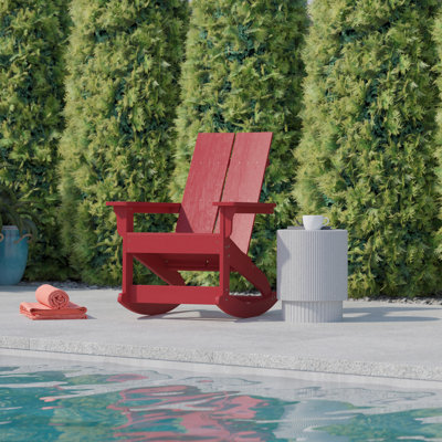 Modern 2-Slat Adirondack Poly Resin Rocking Chair for Indoor/Outdoor Use by Beachcrest Home