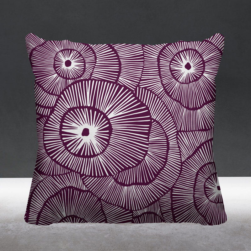 Coussin décoratif intérieur / extérieur Flower Burst, L 15 po x H 15 po, Mauve