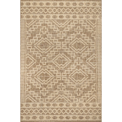 Tapis intérieur / extérieur beige Edras Southwestern