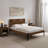 Nesto Modern Queen Bed Frame With Geometric Headboard & Black Matte Metal Legs, Premium Solid Wood Platform Bed Frame, Wood Slat Support, No Box Spring Needed-51473270-51473269
