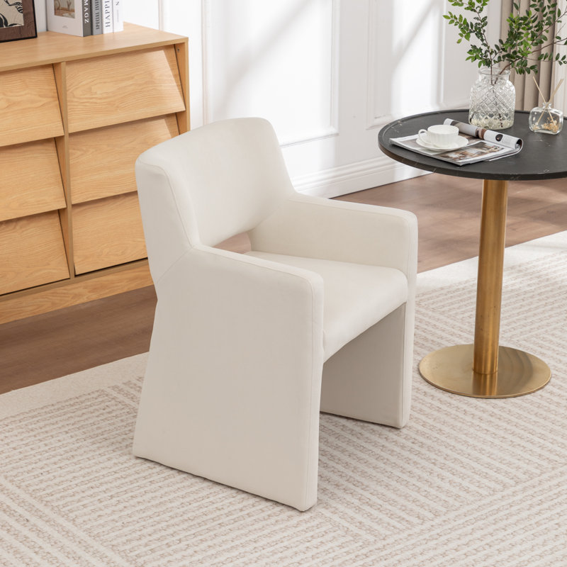Chaise rembourrée en velours Hambrook, Beige