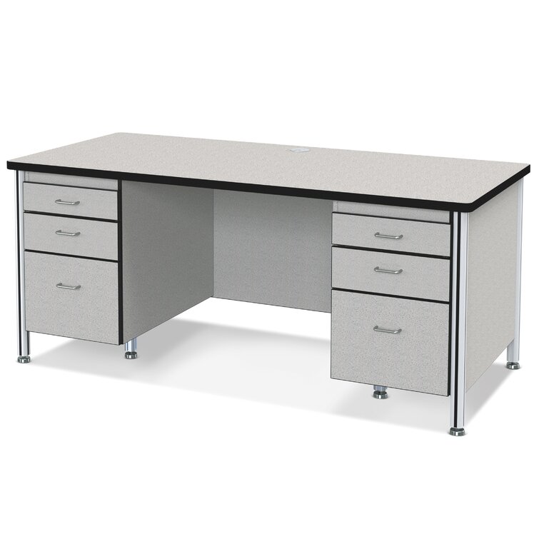 Teachers' 66 Desk with 2 Pedestals - Black