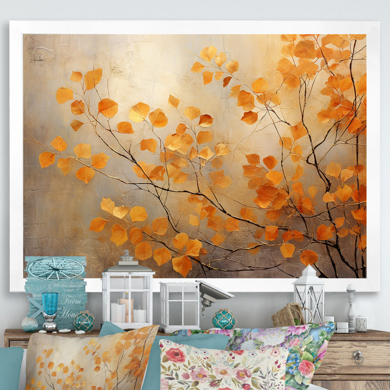 Golden Autumn Forest Harmony - impressions sur toile de forêt, Cadre simple blanc, H 30 po x l 40 po x P 1,5 po