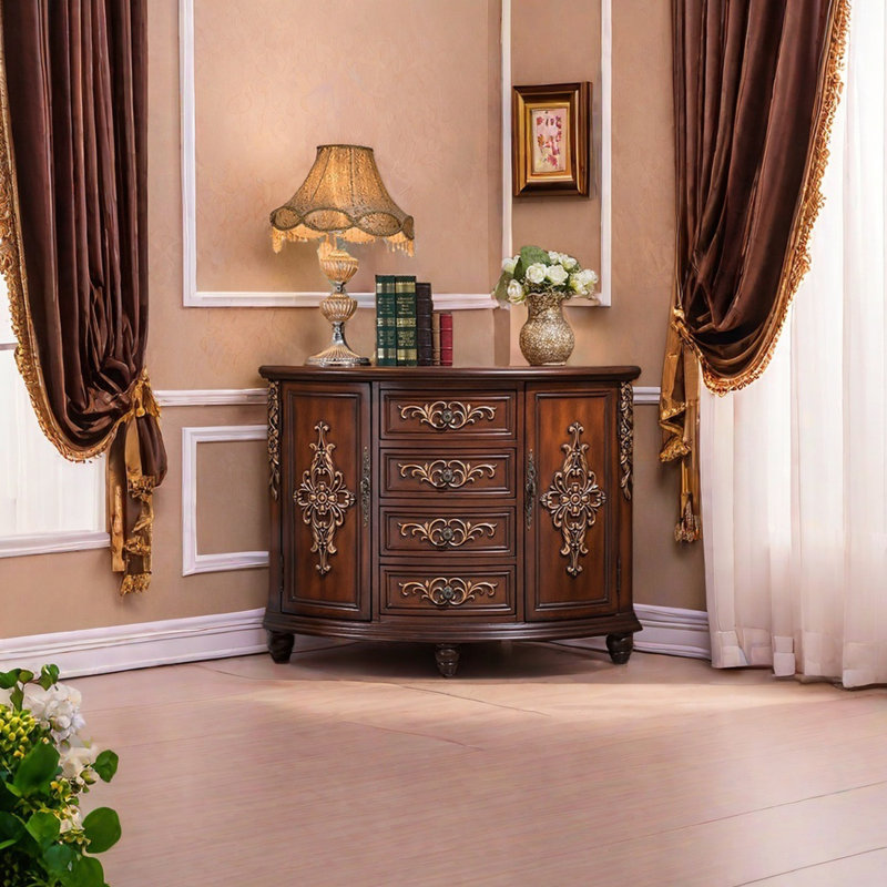 Armoire de coin rustique avec poignées rétro, Brun