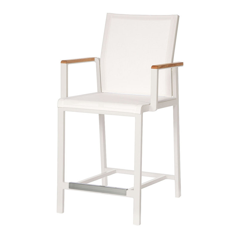 Aura Outdoor Bar Stool, Arctic White, Pearl, 25"