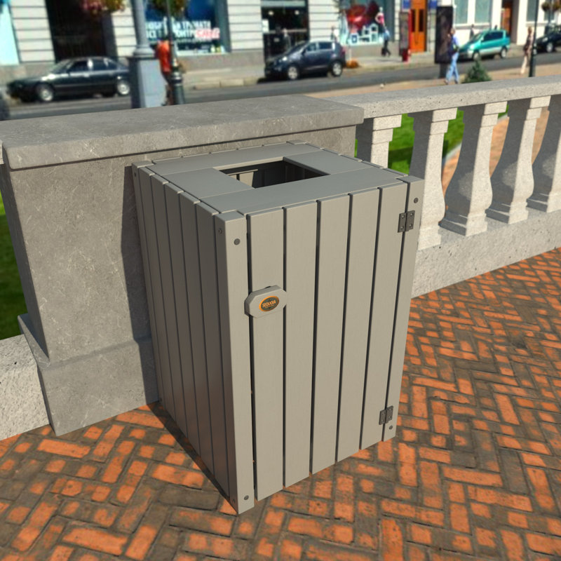 40 Gallon Open Trash Can, Gray