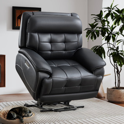 48.43'' Wide Oversized Faux Leather Power Lift Recliner With 8-Point Massage, Lumbar Heat, USB & Type-C Ports