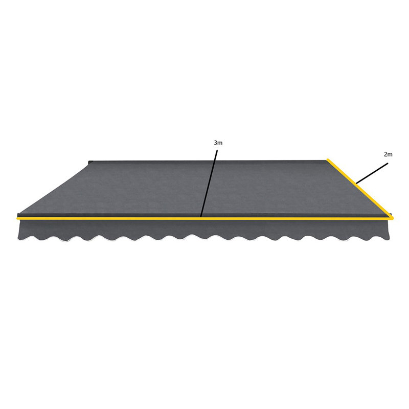 Dakota Fields Grey Outdoor Cover Retractable Patio Awning, 300cm W x 200cm D