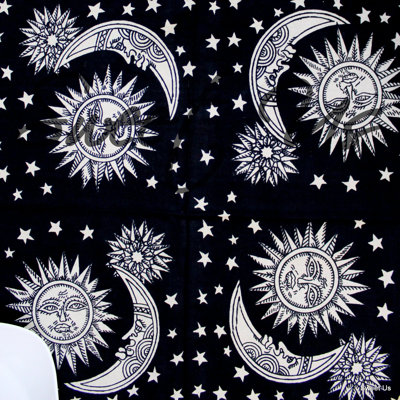 Cotton Celestial Tablecloth Rectangle Sun Moon Star