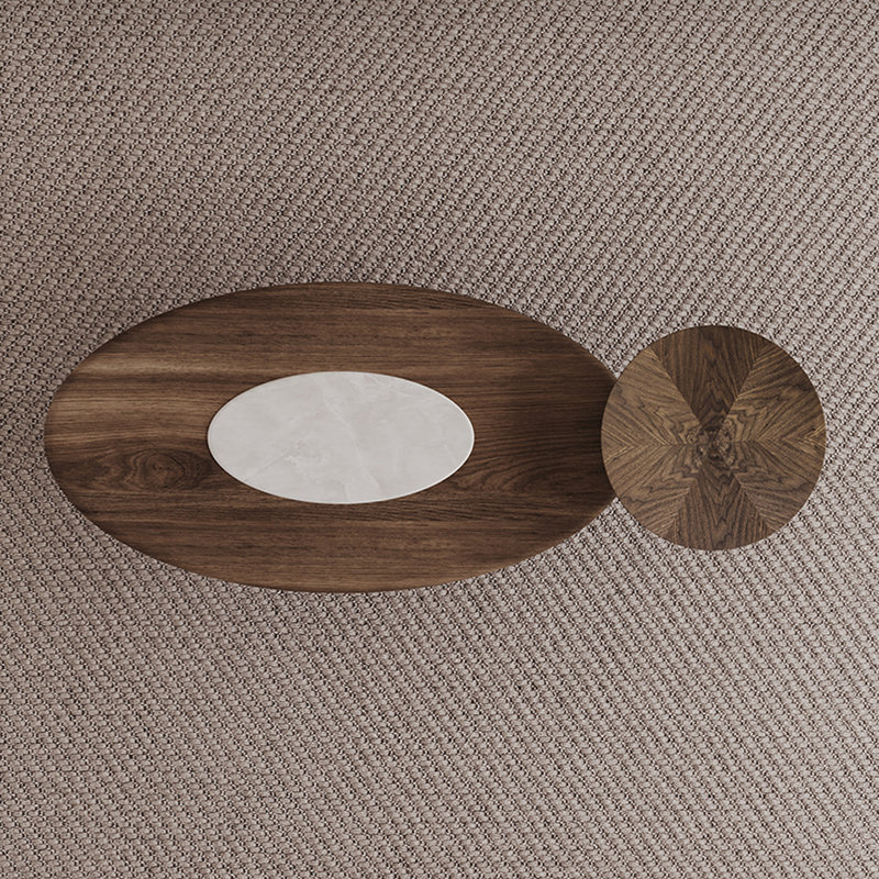 Ensemble de tables basses en bois avec bords arrondis