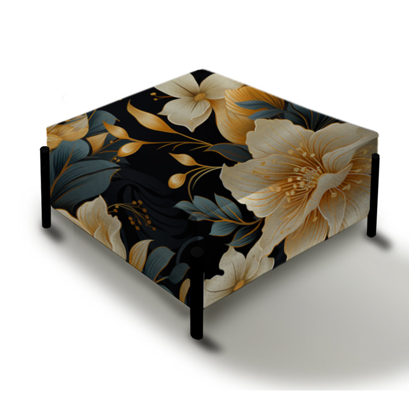 Grand repose-pieds carré Timony Beige pivoine Sophistication II