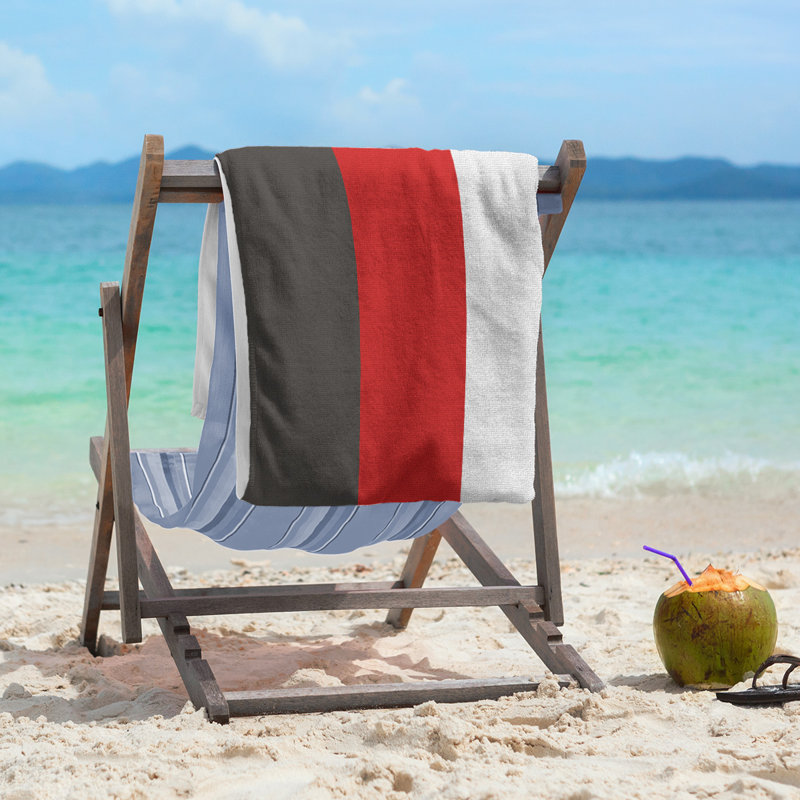 Beach Towel, Gray/Ivory/Red