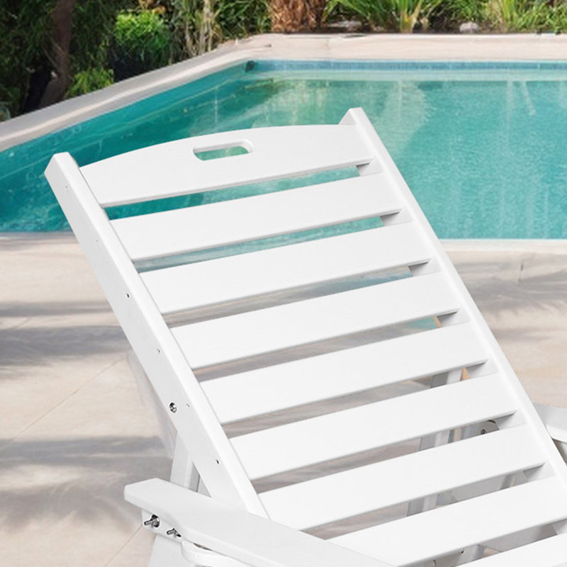 Chaise longue d'extérieur avec roulettes, Blanc