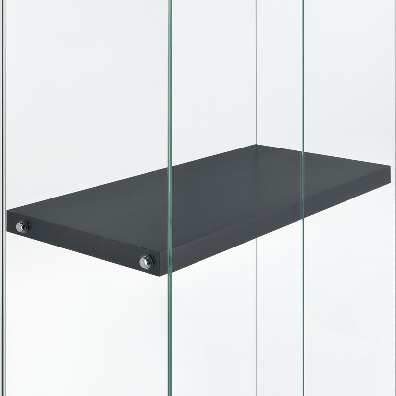 Maxwell Black Glass Lighted Display Cabinet with Magnetic Doors