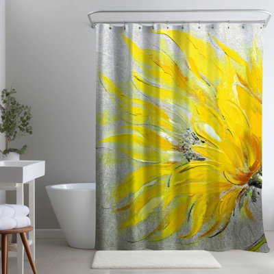 Floral – Polyester Shower Curtain, Dye Sublimation Print, 71" W × 74" L