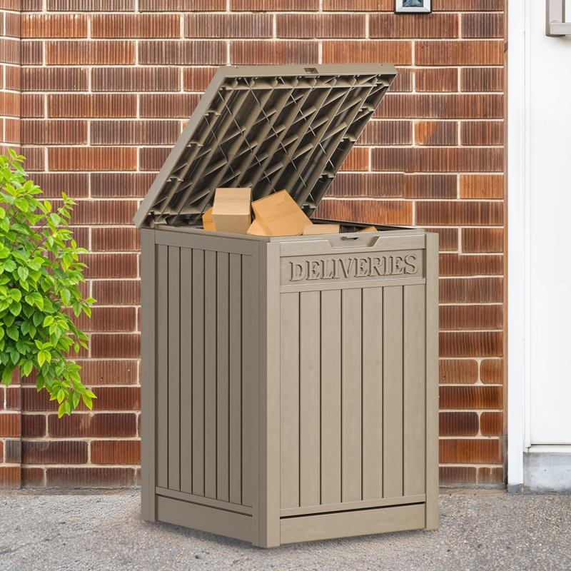 Edrosie Inc 21.5 " W 51 Gallons Water Resistant Resin Lockable Deck Box, Light Brown