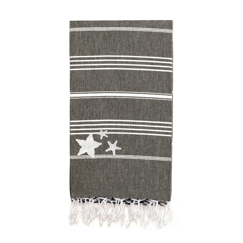 Serviette de plage 100% coton turc Lucky, Noir