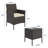3-Piece Outdoor Rattan Bistro Set with Tempered Glass Table and 2 Cushioned Chairs for Patio, Balcony, or Poolside-1838906682-1838906683