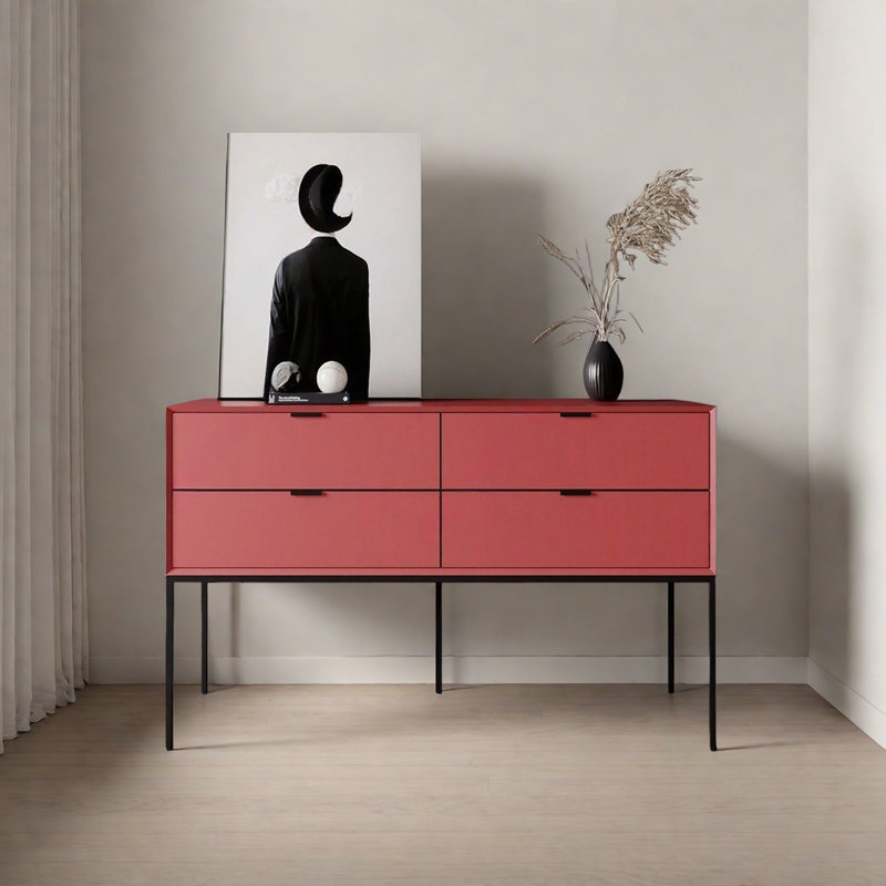 Modern Minimalist Practical Console Table, Burgundy, 31.5" H x 47.24" W x 15.75" D