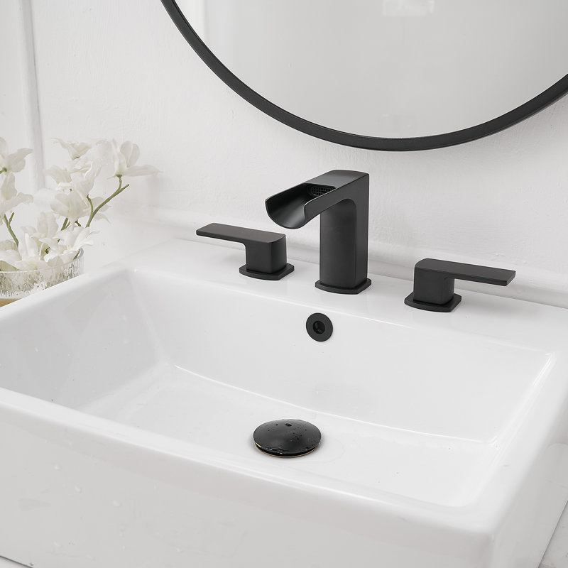 Widespread 2-handle Bathroom Faucet with Drain Assembly, Matte Black