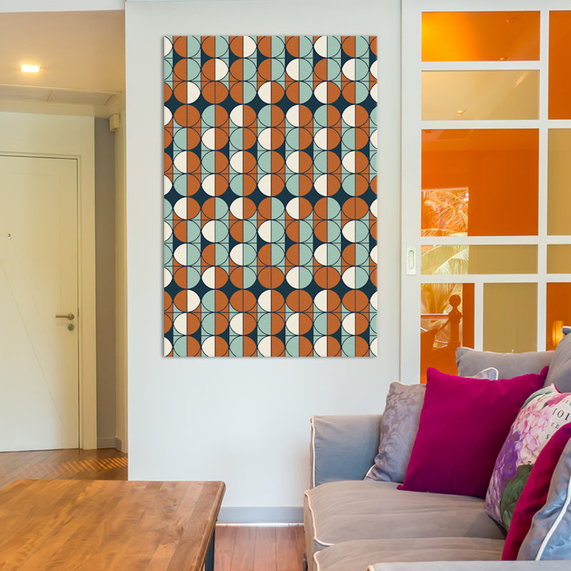 « rétro pattern », impression, H 26 po x l 18 po x P 1,5 po, Toile avec cadre noir