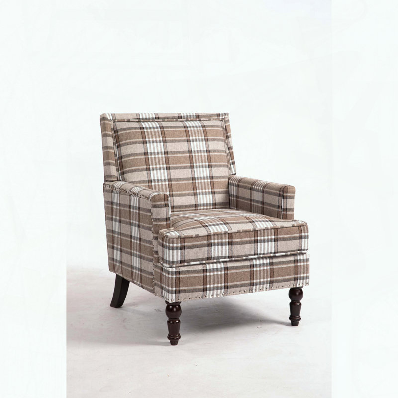 Upholstered Accent Chair – Linen Fabric & Nailhead Trim