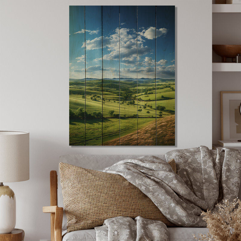 Samford Kentucky Landscape Field sur impression de bois, H 32 po x l 24 po x P 0,78 po