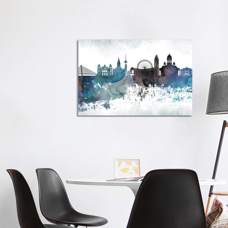 Helsinki Bluish Skyline - Wrapped Canvas Print, 66.04cm H x 101.6cm W