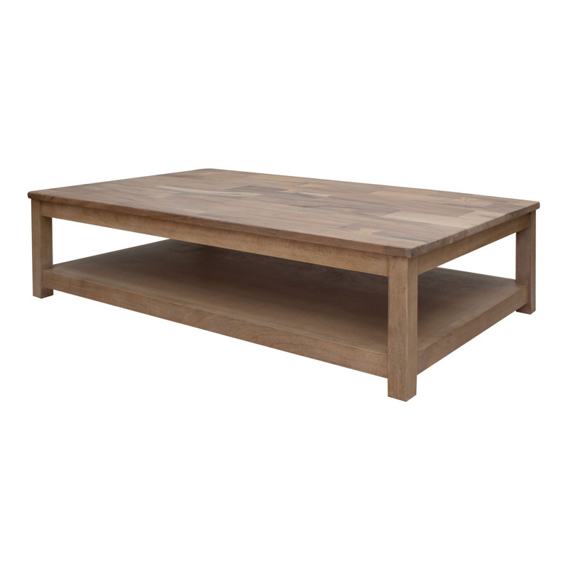 Table basse Umey, tablette rectangulaire de 67 pouces, bois de manguier brun