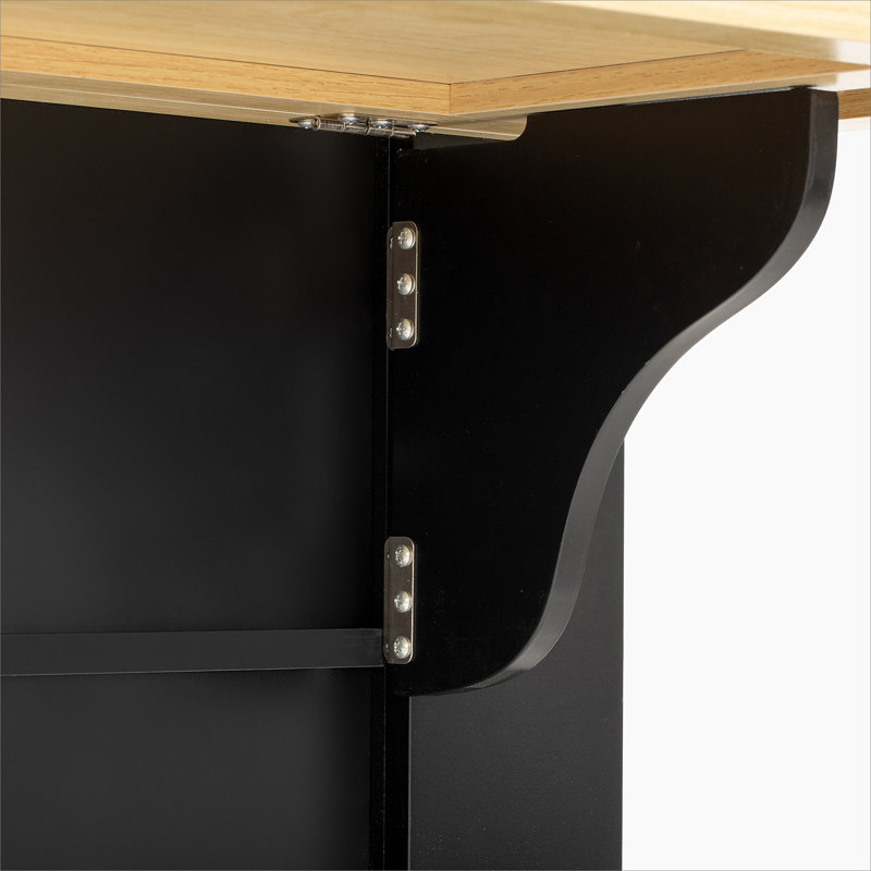 Kitchen Island with 6 Drawers, Pull Out Trash Can Storage, Rolling Kitchen Island on 5 Wheels with Drop Leaf, Power Outlet, 5 Open Side Racks for Kitchen, Dining Room