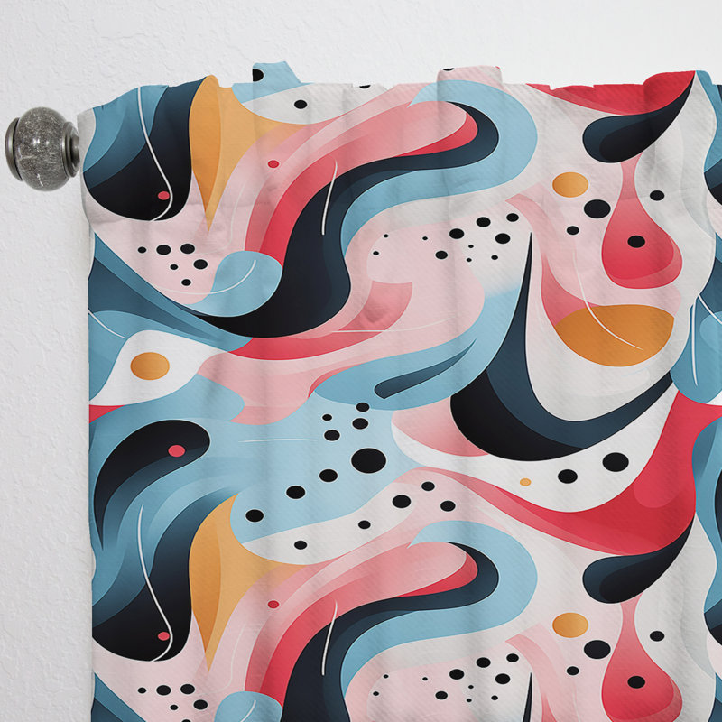 Motif tendance rose et bleu des années 1950 - Rideau obscurcissant géométrique abstrait - 1 panneau, L 52 po x L 63 po