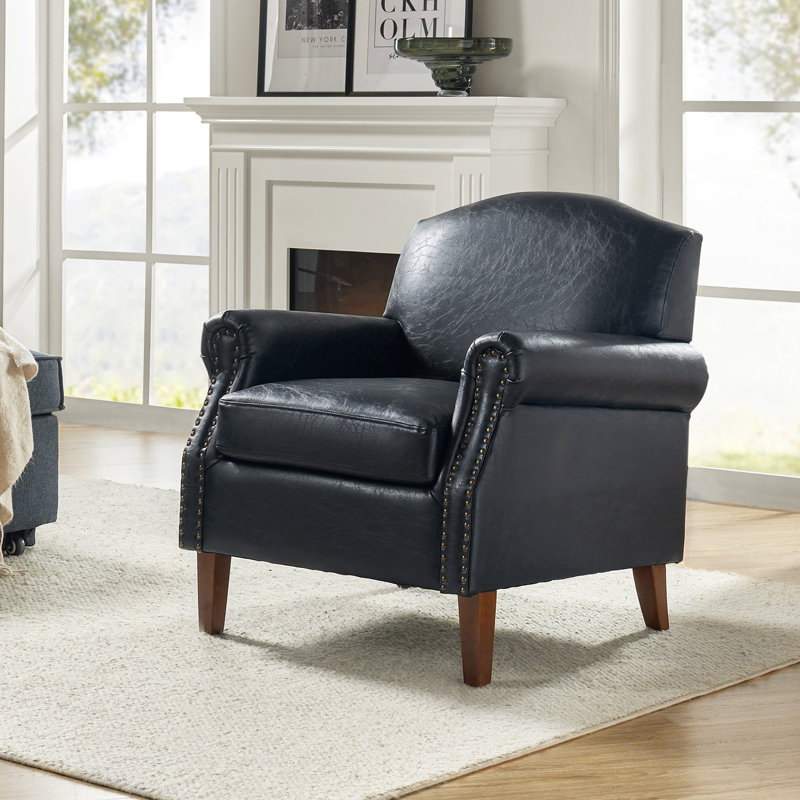 Farleigh Faux Leather Armchair, Navy