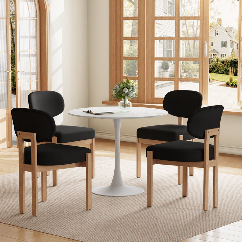 Ensemble de table de salle à manger 31,5 "avec chaises rembourrées Dearing, 5 Pieces: Table, 4 Chairs, Black, Black