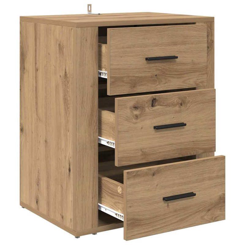 35cm W Manufactured Wood Bedside Table, Artisan Oak