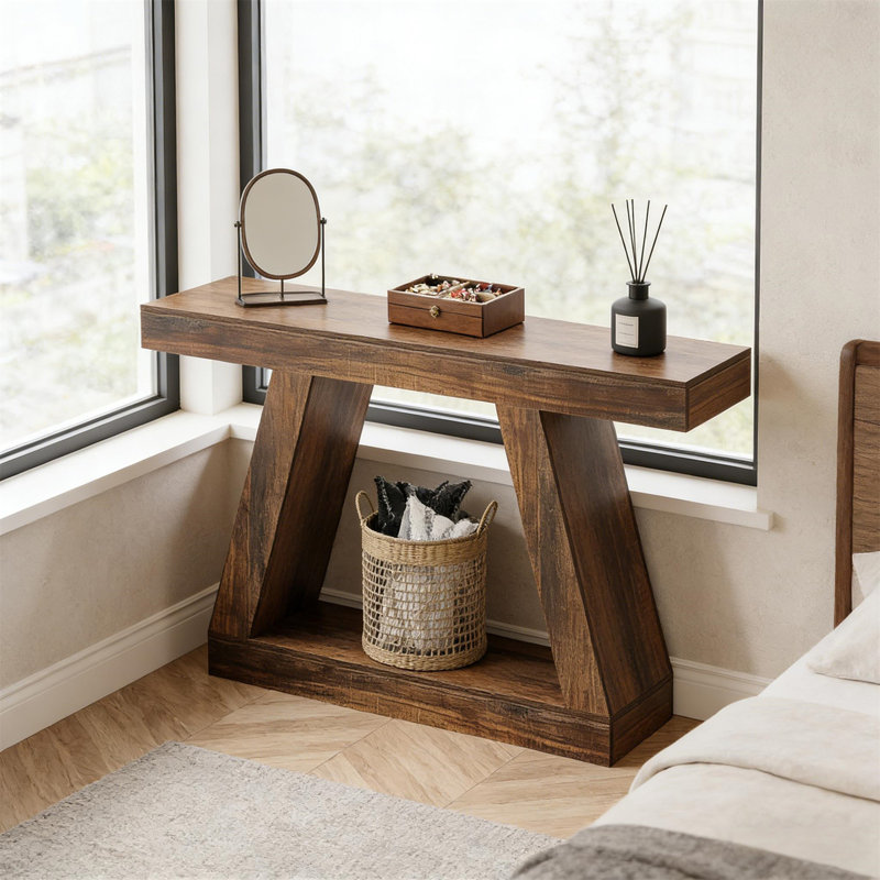 Table de canapé vintage à deux niveaux avec rangement (seulement avec table basse)