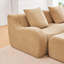 Canapé d'angle 4 places sans dossier, tissu effet peluche, accoudoirs incurvés, design antidérapant, mousse haute densité 32D, emballage sous vide avec compression intégrale, méridienne à monter soi-même, couleur camel