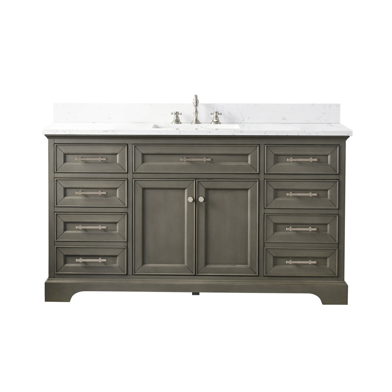 Thompson 60" W Single Bathroom Vanity, Silver Gray/Brushed Nickel
