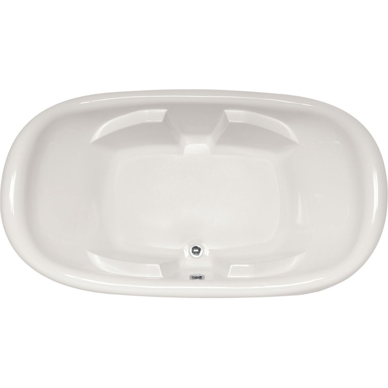 Natalie 78'' x 44'' Air Acrylic Bathtub, Bone, Polished Chrome